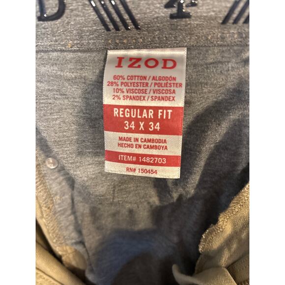 PRE-LOVED IZOD CASUAL KHAKI FLAT FRONT SLACKS SIZE 34X34 - Picture 3 of 5